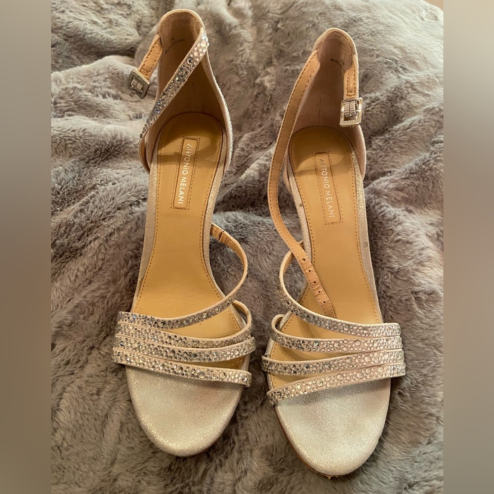Silver studded strappy heels